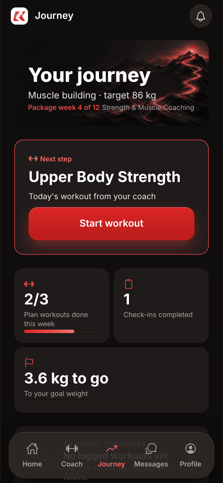 Koapath app — Journey screen